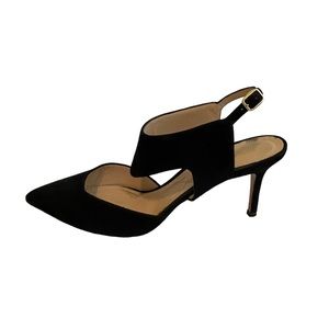Nicholas Kirkwood Leda Suede Cutout Slingback Pump, Black 38 1/2